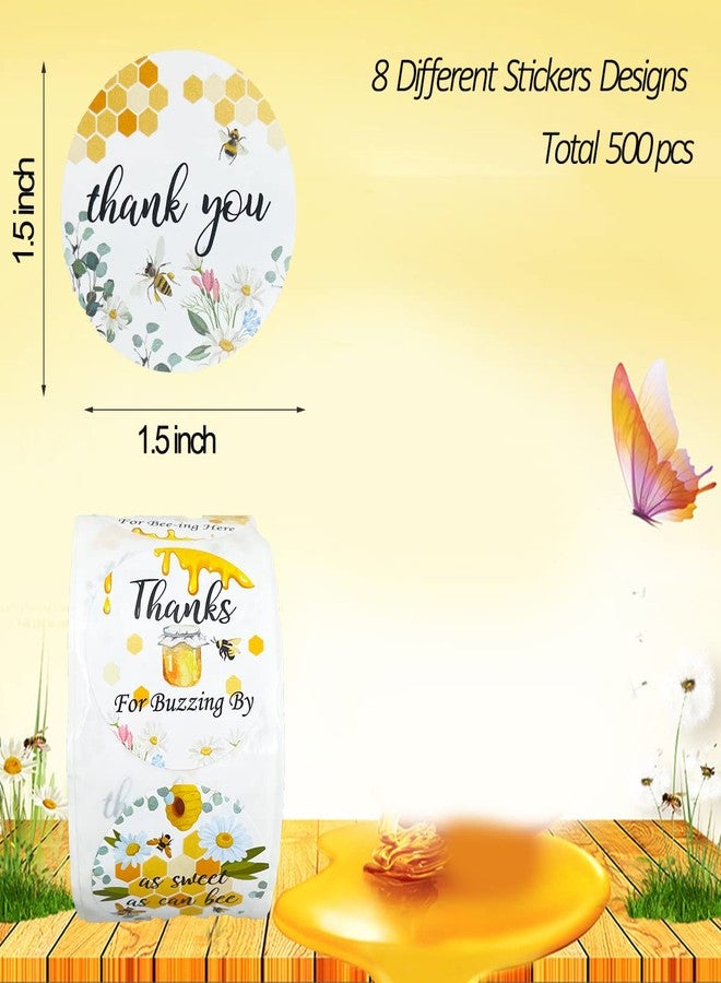 Suartus Bee Thank You Stickers, 500 Pieces Bumble Bee Stickers Birthday Party Stickers Baby Shower Favors for Jars Bottle Round Bee Honey Sticker Baby Bee Theme Party Thanks Labels Decorations - Image 5
